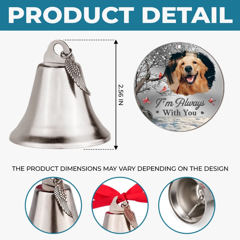 Custom Photo Cardinal Bell Ornament With Charms - Personalized Pet Christmas Memorial Sympathy Gifts For Dogs, Cats - Gentle Friends Never Truly Leave