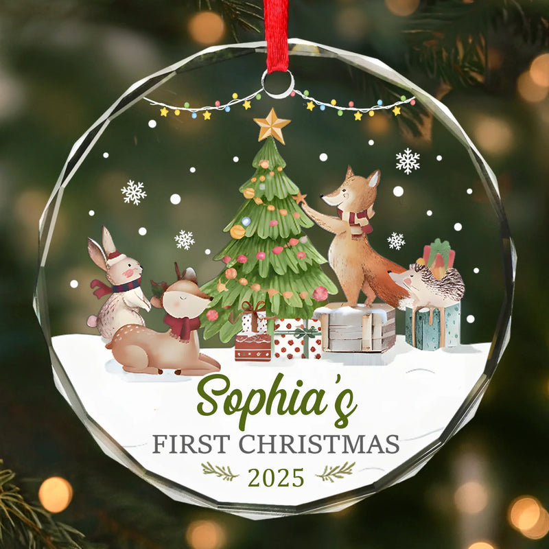 Custom Baby First Christmas Glass Ornament - Personalized Christmas Baby Shower, Gifts For New Moms, New Dads, New Parents - Our Heart’s First Christmas Ornament