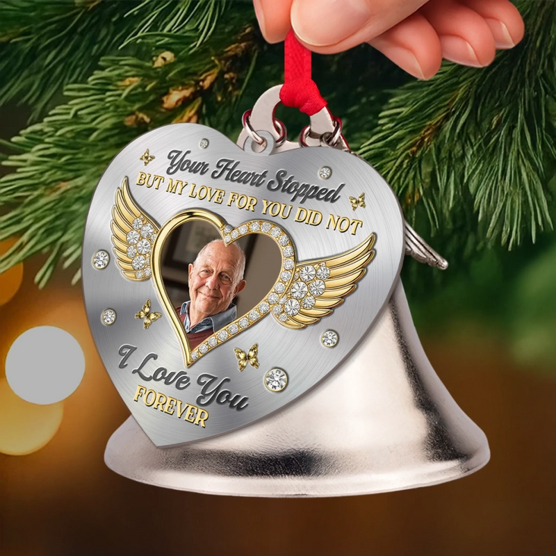 Custom Photo Bell Ornament With Charms - Personalized Memorial Sympathy Gifts For Loss Of Mom, Dad - A Life That Echoes In Love
