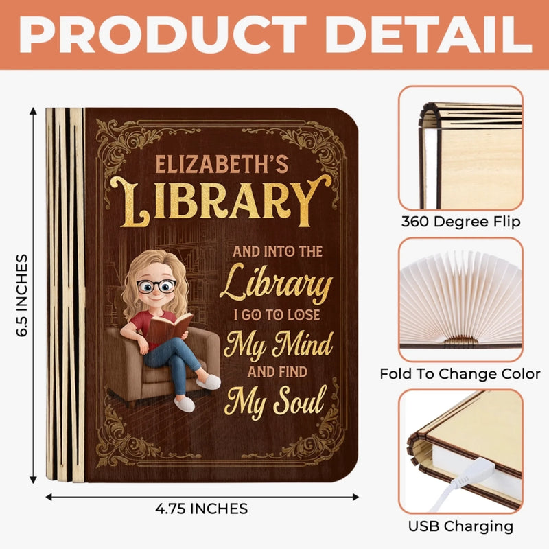 Custom Foldable LED Magic Book Lamp - Personalized Bookish Gifts For Book Lovers, Bookworms, Readers - Light Up Your Library