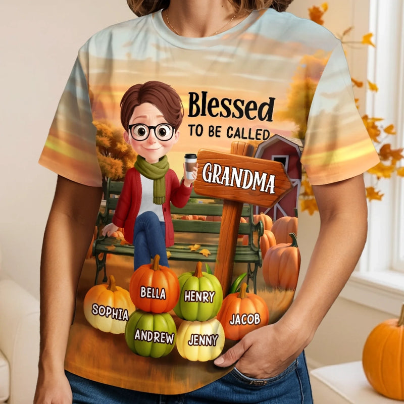 Custom Fall Autumn Unisex T-shirt - Personalized Birthday Gifts For Mom, Grandma - Generations Shine With Shared Love