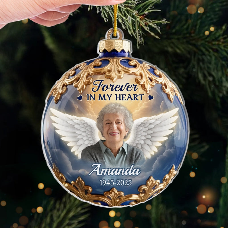 Custom Photo Acrylic Ornament - Personalized Christmas Memorial Sympathy Gifts For Loss Of Mom, Dad - Held in Gentle Memory