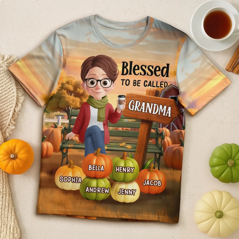 Custom Fall Autumn Unisex T-shirt - Personalized Birthday Gifts For Mom, Grandma - Generations Shine With Shared Love