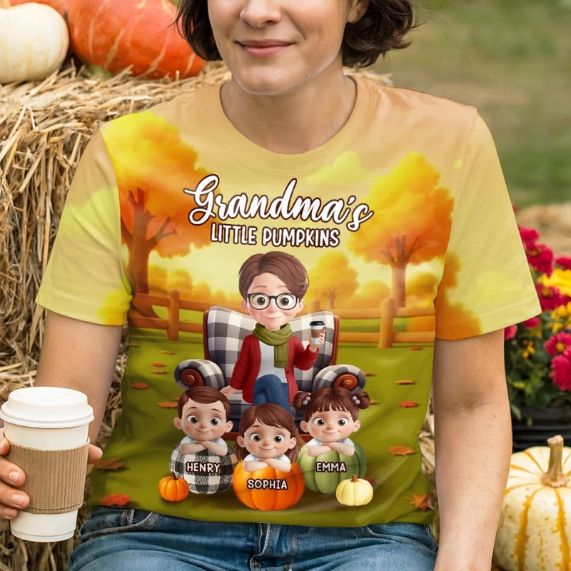 Custom Fall Autumn Unisex T-shirt - Personalized Birthday Gifts For Mom, Grandma - Love Passed Through Generations Of Care