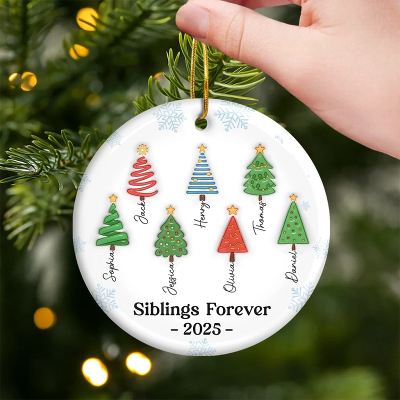 Custom Ceramic Ornament - Personalized Christmas Birthday Gifts For Brother, Sister - Magic Begins Under Here