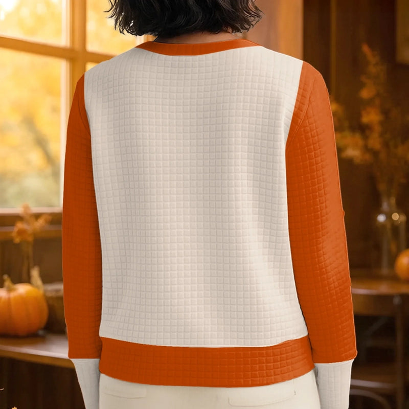 Custom Fall Autumn Waffle Sweatshirt - Personalized Birthday Gifts For Mom, Grandma - Warm Embraces Tell A Timeless Story
