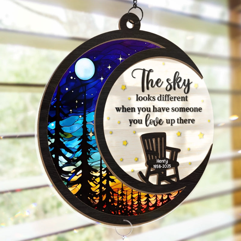 Custom Wood And Acrylic Suncatcher With Crystal Prism - Personalized Memorial Sympathy Gifts For Loss Of Mom, Dad - Forever In Our Loving Hearts