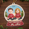Custom Crochet Acrylic Ornament - Personalized Anniversary Christmas Wedding Gifts For Husband And Wife, Him And Her - Crochet Couple, Christmas Cuddle