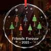 Custom Circle Glass Ornament - Personalized Christmas Best Friend Birthday Gifts For Women, Besties, Sisters, BFF - Brightest With You