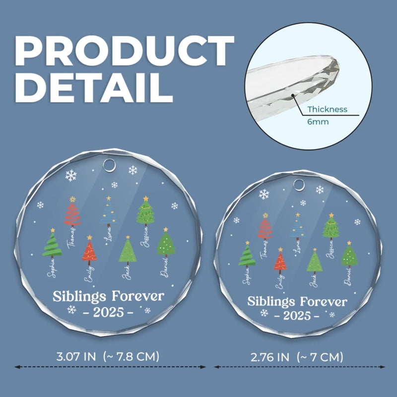 Custom Circle Glass Ornament - Personalized Christmas Birthday Gifts For Brother, Sister - Happiness Under The Tree