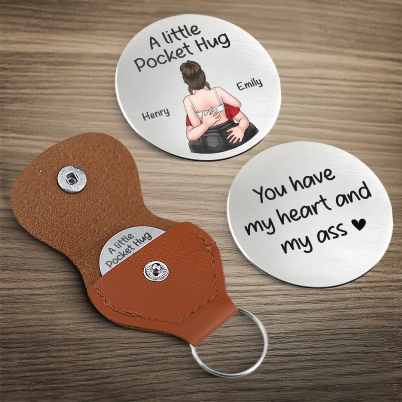 Custom Pocket Hug - Personalized Anniversary Wedding Gifts For Husband And Wife, Him And Her - A Hug For You