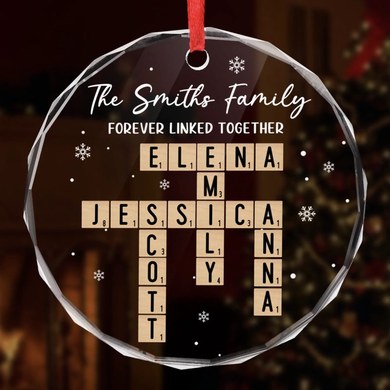 Custom Scrabble Circle Glass Ornament - Personalized Christmas Birthday Gifts For Grandpa, Grandma - Gifts Of Love Await