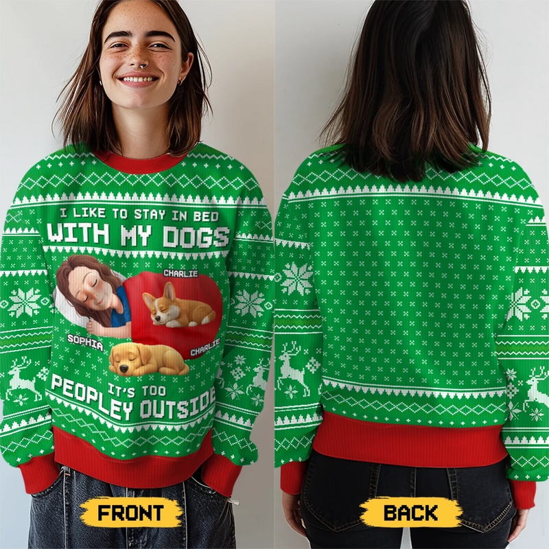 Custom Unisex Ugly Sweatshirt - Personalized  Christmas Birthday Gifts For Dog Lovers, Dog Dad And Mom - Santa, Bring Snacks To Bed