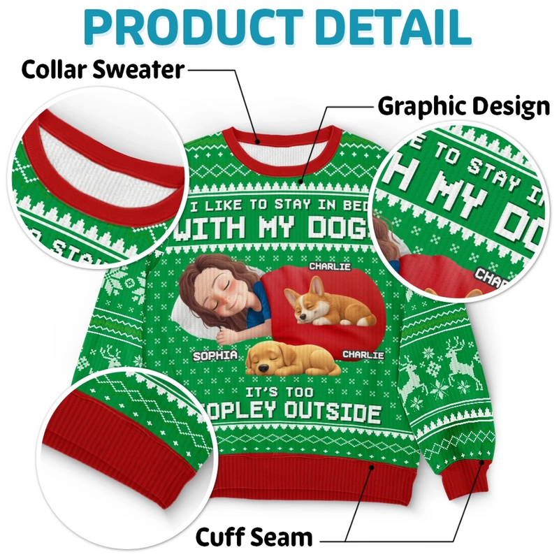 Custom Unisex Ugly Sweatshirt - Personalized  Christmas Birthday Gifts For Dog Lovers, Dog Dad And Mom - Santa, Bring Snacks To Bed