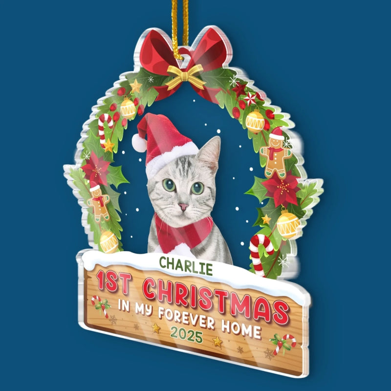 Custom Photo Acrylic Ornament - Personalized Pet Christmas Memorial Sympathy Gifts For Dogs, Cats - Forever In Our Hearts, Our Faithful Friend