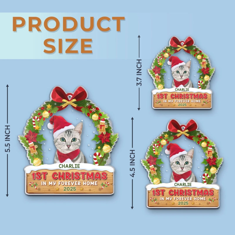Custom Photo Acrylic Ornament - Personalized Pet Christmas Memorial Sympathy Gifts For Dogs, Cats - Forever In Our Hearts, Our Faithful Friend