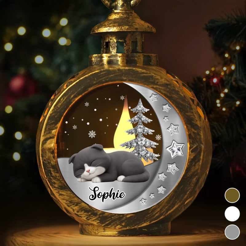 Custom Candlelight Lantern Ornament - Personalized Pet Christmas Memorial Sympathy Gifts For Cats - Purrs Light Our Nights