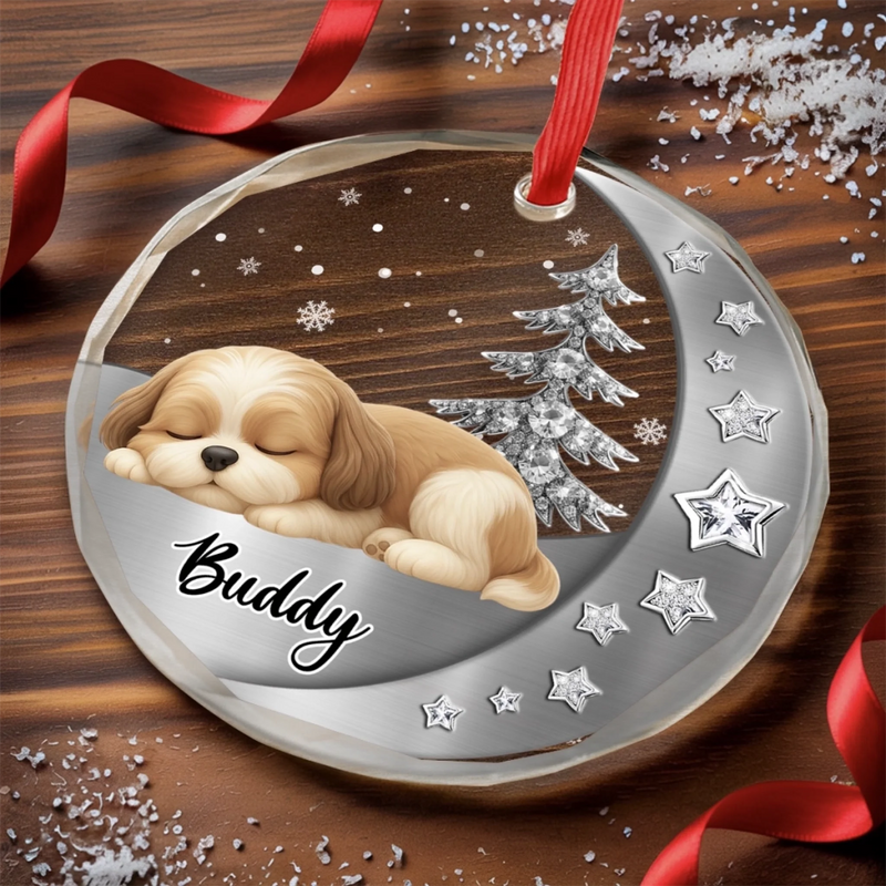 Custom Circle Glass Ornament - Personalized Christmas Birthday Gifts For Dog Lovers, Dog Dad And Mom - Woofs Wrapped In Wonder