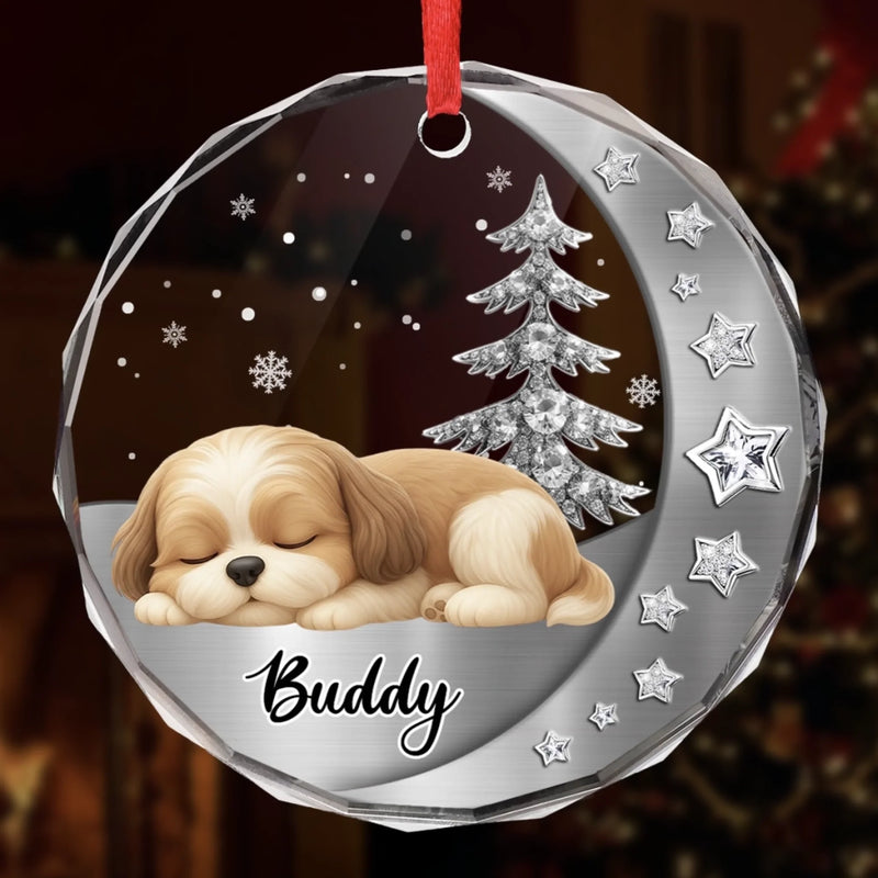 Custom Circle Glass Ornament - Personalized Christmas Birthday Gifts For Dog Lovers, Dog Dad And Mom - Woofs Wrapped In Wonder