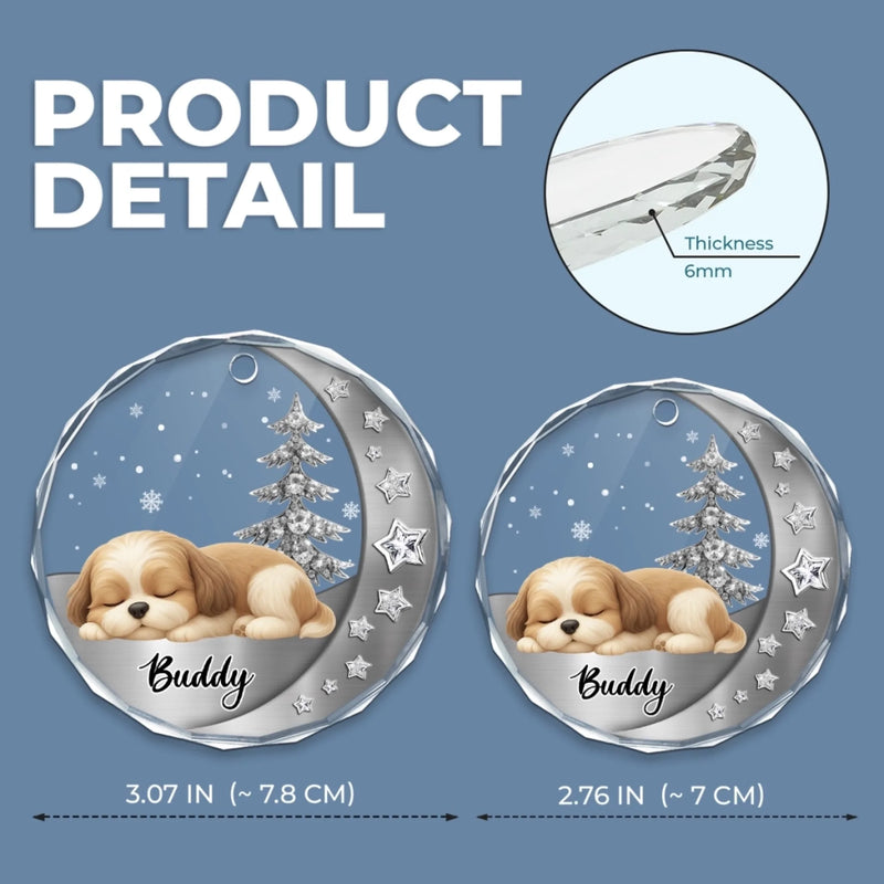 Custom Circle Glass Ornament - Personalized Christmas Birthday Gifts For Dog Lovers, Dog Dad And Mom - Woofs Wrapped In Wonder