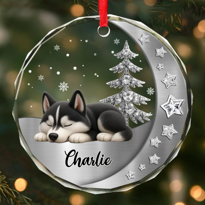 Custom Circle Glass Ornament - Personalized Christmas Birthday Gifts For Dog Lovers, Dog Dad And Mom - Woofs Wrapped In Wonder