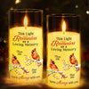 Custom Cardinal LED Candle Light - Personalized Christmas Memorial Sympathy Gifts For Loss Of Mom, Dad - Love Never Fades It Glows