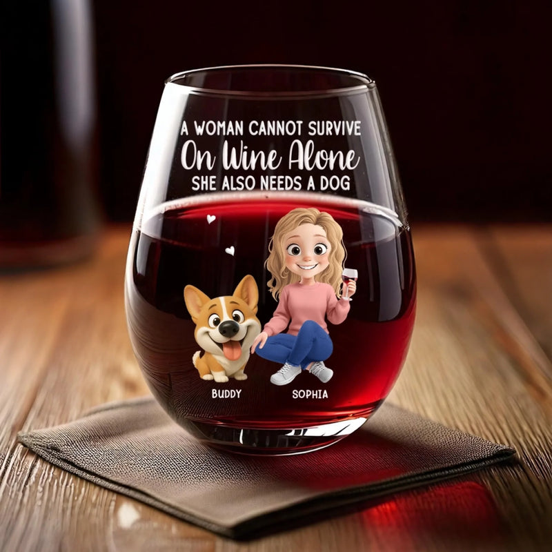 Custom Wine Glass - Personalized Birthday Gifts For Dog Lovers, Dog Dad And Mom - Fur Baby My Cheers
