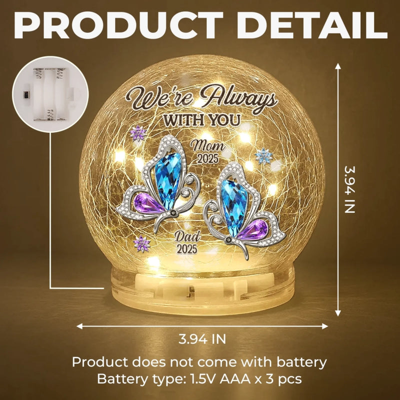 Custom Cardinal Crackle Glass LED Ball - Personalized Christmas Memorial Sympathy Gifts For Loss Of Mom, Dad - Forever Loved, Never Gone