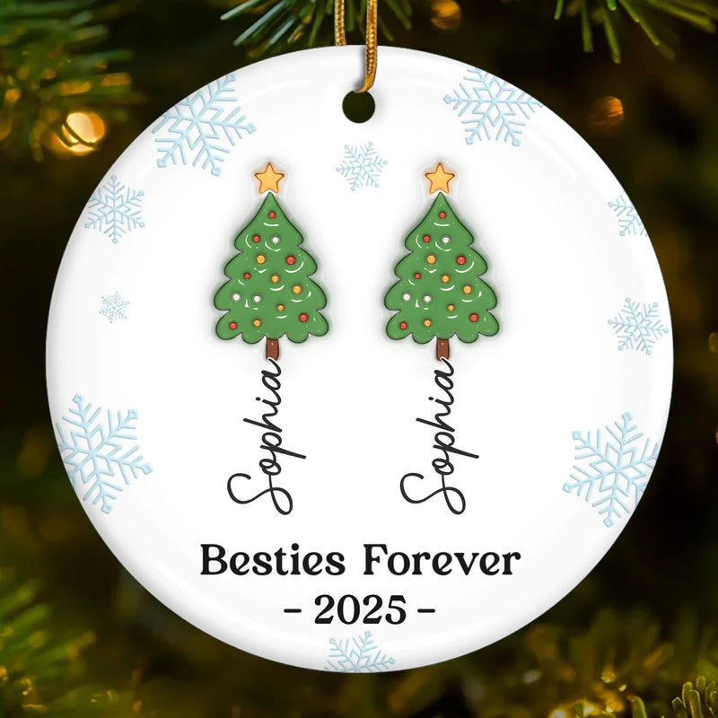 Custom Ceramic Ornament - Personalized Best Friend Christmas Birthday Gifts For Women, Besties, Sisters, BFF - Together Feels Like Magic