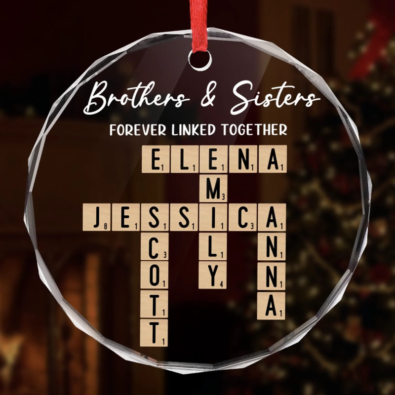Custom Scrabble Circle Glass Ornament -  Personalized Christmas Birthday Gifts For Brother, Sister, Best Friends - Side By Side Through Every Step