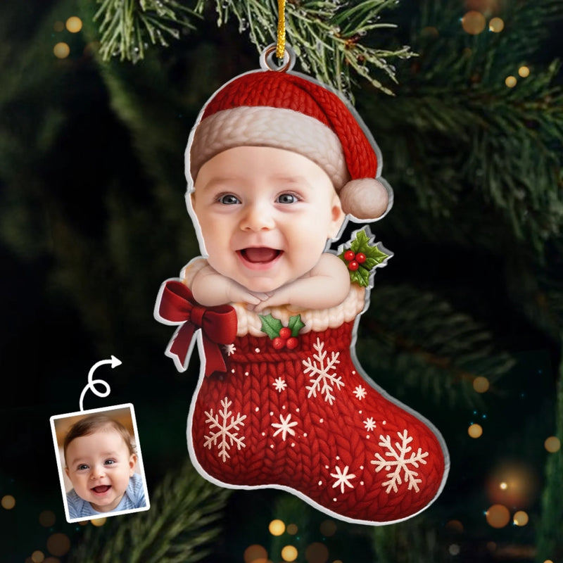 Custom Photo Acrylic Ornament - Personalized Christmas Birthday Gifts For Kids - Baby Sparkles Love All Around