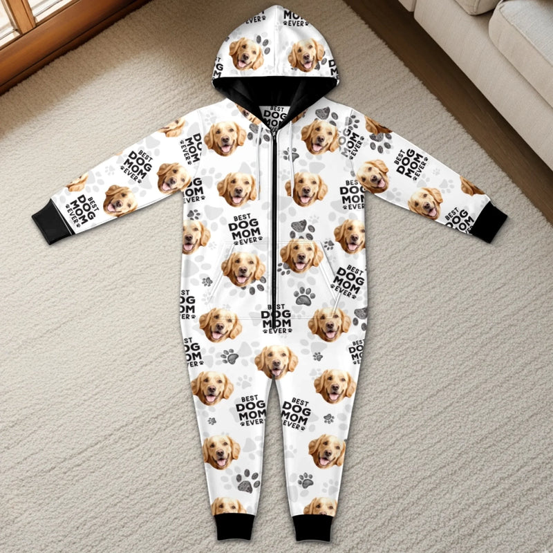 Custom Photo Adult Onesie - Personalized Christmas Birthday Gifts For Dog Cat Lovers, Dog Dad And Mom, Cat Owners - One Paw At A Time