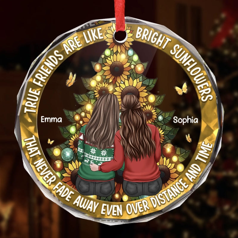 Custom Circle Glass Ornament - Personalized Best Friend Christmas Birthday Gifts For Women, Besties, Sisters, BFF - Sparkles Of Our Story