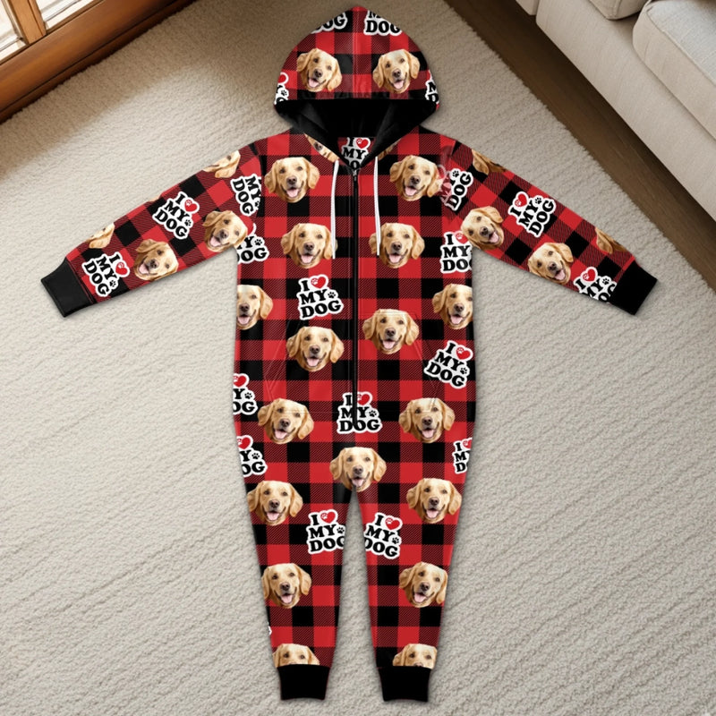 Custom Photo Adult Onesie - Personalized Christmas Birthday Gifts For Dog Cat Lovers, Dog Dad And Mom, Cat Owners - Just Me And My Furry Therapist