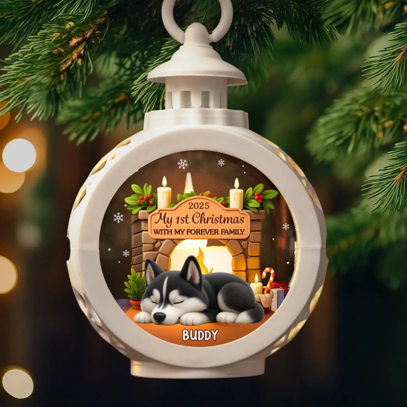 Custom First Christmas Candlelight Lantern Ornament - Personalized Christmas Birthday Gifts For Dog Lovers, Dog Dad And Mom - Love Glows And Tails Wag