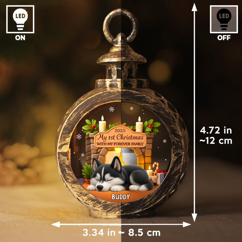 Custom First Christmas Candlelight Lantern Ornament - Personalized Christmas Birthday Gifts For Dog Lovers, Dog Dad And Mom - Love Glows And Tails Wag