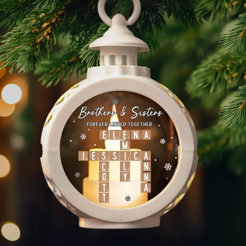 Custom Scrabble Candlelight Lantern Ornament - Personalized Christmas Birthday Gifts For Brother, Sister - Lit By Love Held By Time