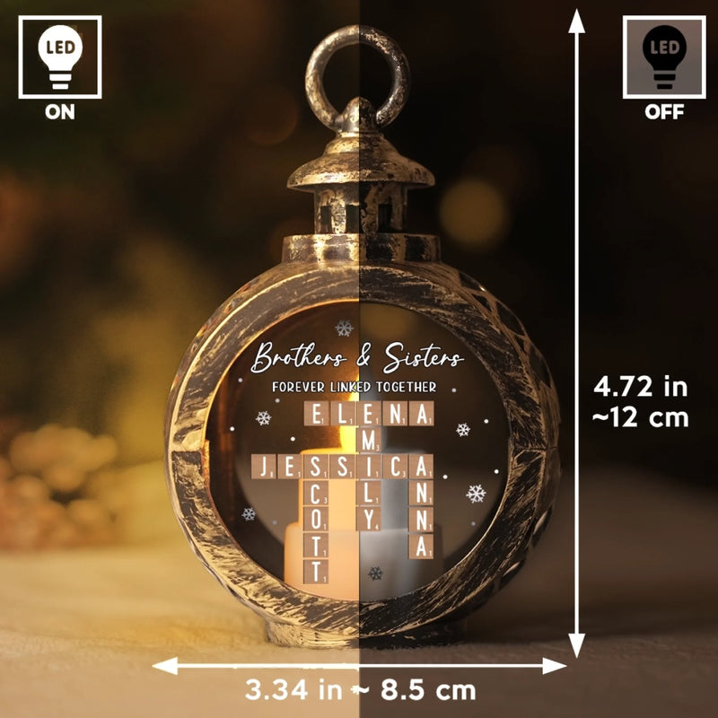 Custom Scrabble Candlelight Lantern Ornament - Personalized Christmas Birthday Gifts For Brother, Sister - Lit By Love Held By Time