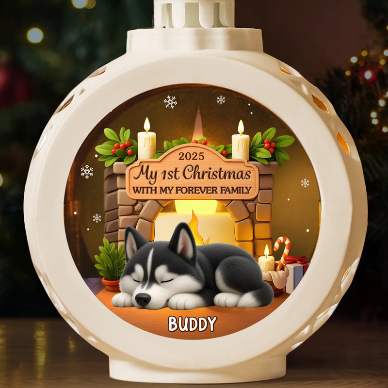 Custom First Christmas Candlelight Lantern Ornament - Personalized Christmas Birthday Gifts For Dog Lovers, Dog Dad And Mom - Love Glows And Tails Wag
