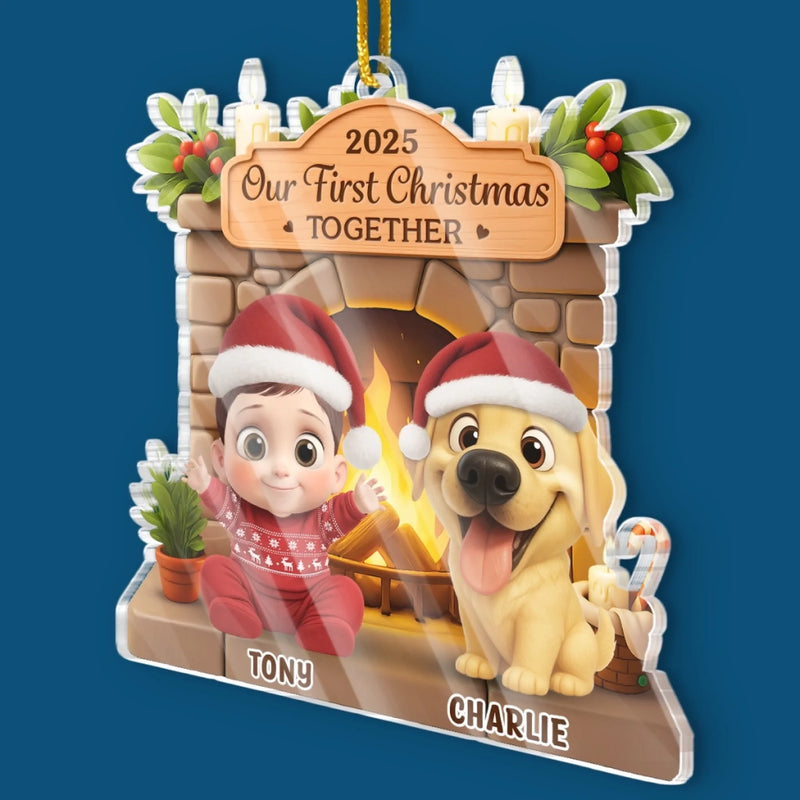 Custom First Christmas Acrylic Ornament - Personalized Christmas Baby Shower, Gender Reveal Gifts For New Moms, New Dads, New Parents, Dog Dad And Mom - Too Cute For The Naughty List