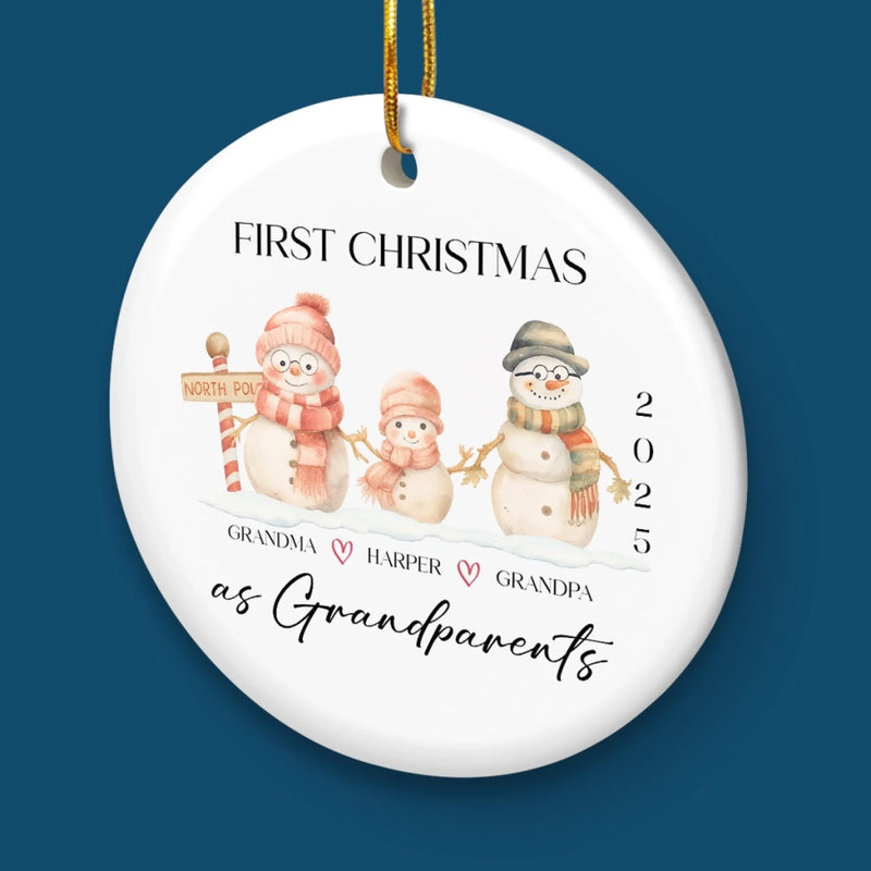 Custom Baby's First Christmas Grandparents Ceramic Ornament - Personalized Christmas Birthday Gifts For First Time Grandparents, Future Grandpa and Grandma, Family - Christmas Feels New Again