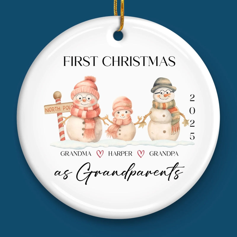 Custom Baby's First Christmas Grandparents Ceramic Ornament - Personalized Christmas Birthday Gifts For First Time Grandparents, Future Grandpa and Grandma, Family - Christmas Feels New Again