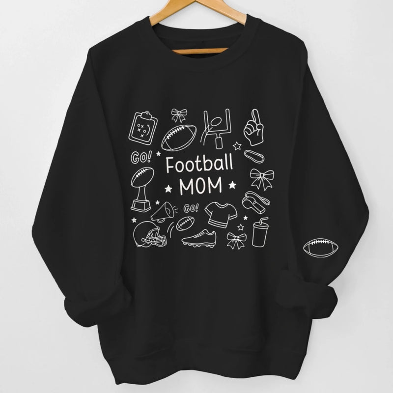 Custom American Football Unisex Sweatshirt, Hoodie With Design On Sleeve - Personalized Birthday Sport Gifts For Mom, Grandma, Sports Fans, Sports Lovers - Game Day Ready