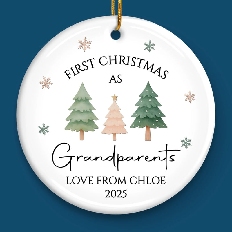 Custom Baby's First Christmas Grandparents Ceramic Ornament - Personalized Christmas Birthday Gifts For First Time Grandparents, Future Grandpa and Grandma, Family - Promoted To Grandparents