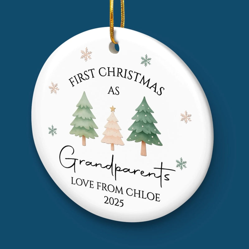 Custom Baby's First Christmas Grandparents Ceramic Ornament - Personalized Christmas Birthday Gifts For First Time Grandparents, Future Grandpa and Grandma, Family - Promoted To Grandparents