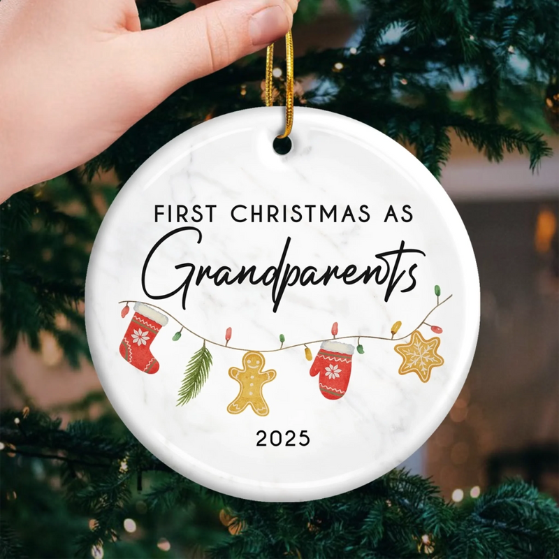 Custom Baby's First Christmas Grandparents Ceramic Ornament - Personalized Christmas Birthday Gifts For First Time Grandparents, Future Grandpa and Grandma, Family - Grandbaby Magic This Christmas