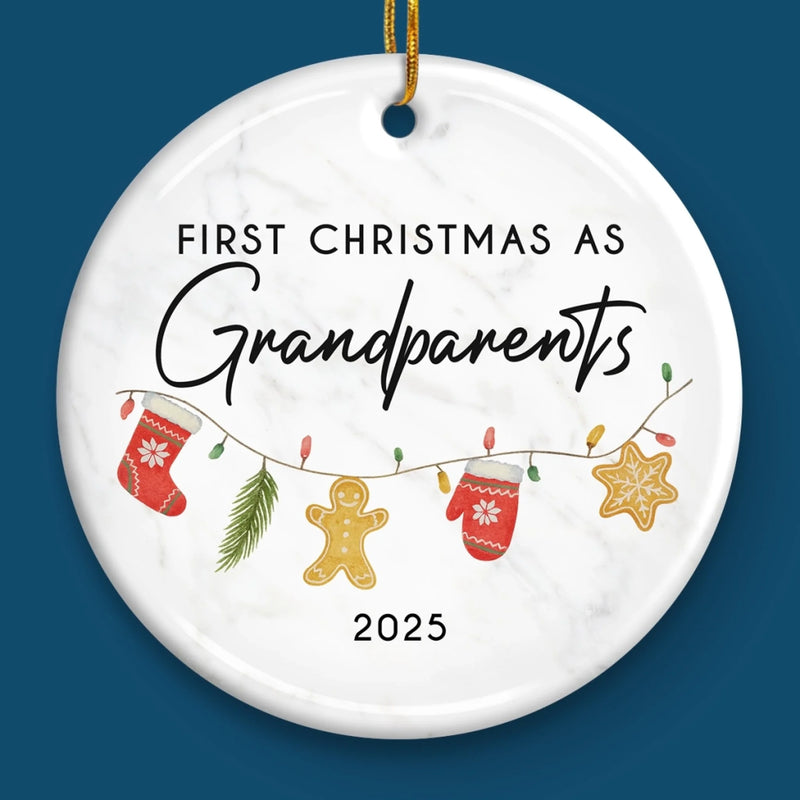 Custom Baby's First Christmas Grandparents Ceramic Ornament - Personalized Christmas Birthday Gifts For First Time Grandparents, Future Grandpa and Grandma, Family - Grandbaby Magic This Christmas