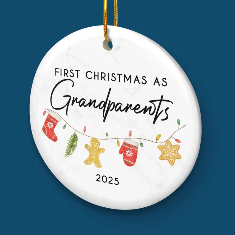 Custom Baby's First Christmas Grandparents Ceramic Ornament - Personalized Christmas Birthday Gifts For First Time Grandparents, Future Grandpa and Grandma, Family - Grandbaby Magic This Christmas