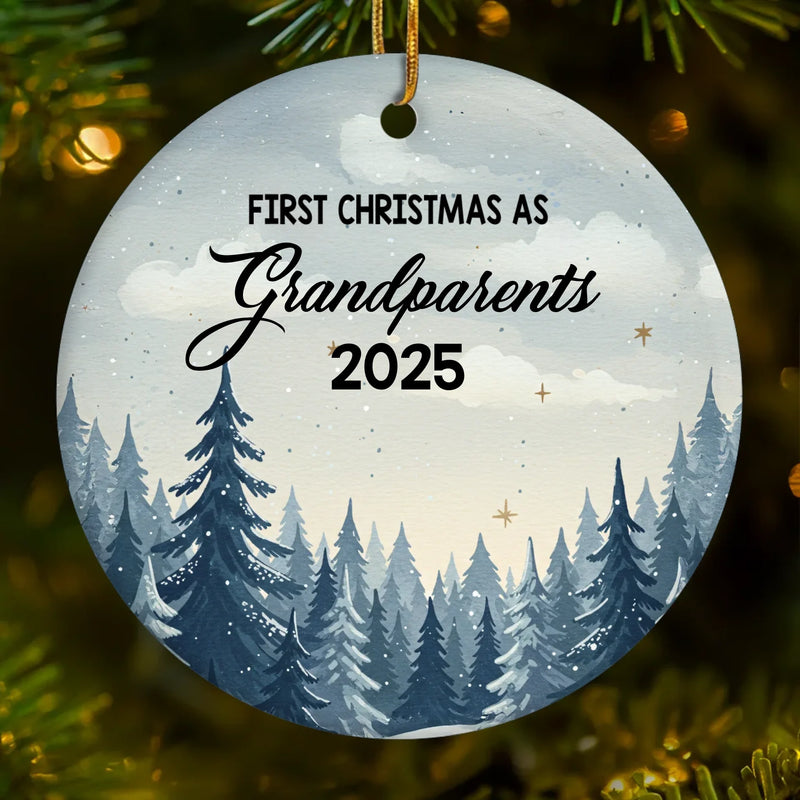 Custom Baby's First Christmas Grandparents Ceramic Ornament - Personalized Christmas Birthday Gifts For First Time Grandparents, Future Grandpa and Grandma, Family - A Grand Blessing Arrived