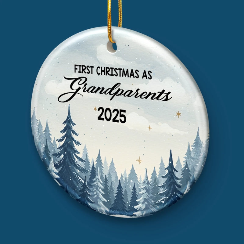 Custom Baby's First Christmas Grandparents Ceramic Ornament - Personalized Christmas Birthday Gifts For First Time Grandparents, Future Grandpa and Grandma, Family - A Grand Blessing Arrived